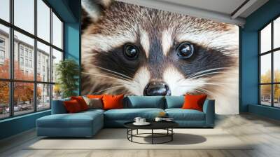 Close-up portrait of raccoon with detailed fur texture Wall mural