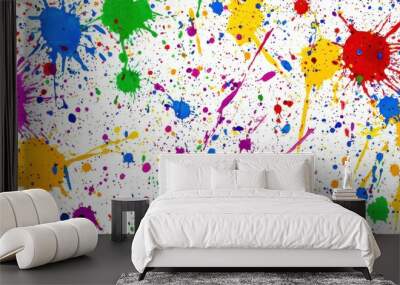 Colorful splatter pattern on white background for artistic design Wall mural