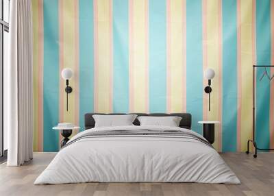 Pastel blue yellow striped background texture Wall mural