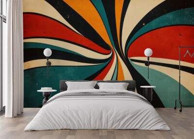 Vibrant retro style abstract background with swirling lines Wall mural