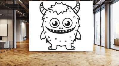 Coloring Page black and white Outline Of cartoon cute monster character, coloring books for kids Wall mural