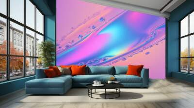 modern tech trendy colorful, hologram, holo, Holographic abstract Purple Blue Wave wavy Background Wall mural