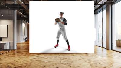 Baseball player isolated on white. Wall mural