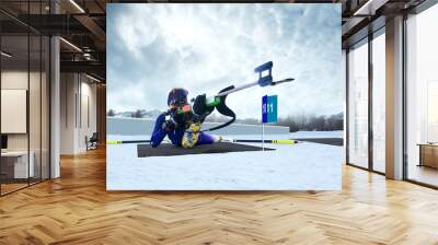 Biathlon. Skier biathlon champion. Winter Olympic sports. Wall mural