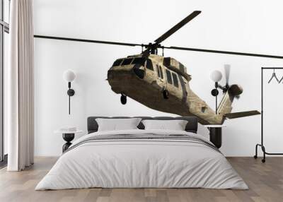 Military helicopter isolated on white. Render 3d. Illustration. Wall mural