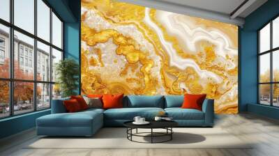 Gold White Layered Background Glitters Sparkles Shimmering Geode Mineral Stone Crystals Crystallized Natural Materials Abstract Wallpaper Template Subtle Patterns Beautiful Gradient Illustration 16:9 Wall mural