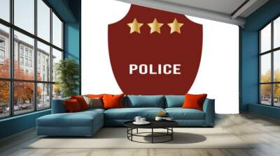 Police badge. Police department emblems isolated on white and black background. Flat outline badges with shields for cop, officer and sheriff. Symbol of detective and policeman. Vector. Wall mural