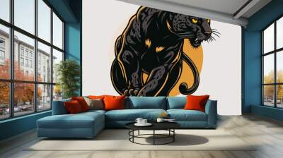 Black Panther face logo mascot icon wild animal character vector logo Wall mural