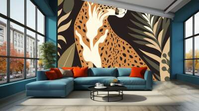 cheetah wild animal flat vector illustration background matisse poster Wall mural