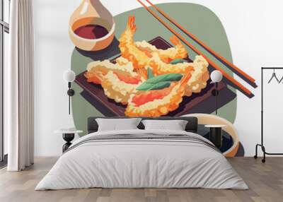 Japanese Food Tempura shrimp. tasty authentic traditional asian dishes Wall mural