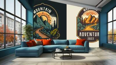 Logo Collection of vintage mountain explorer, hiking, trekking adventure Wall mural