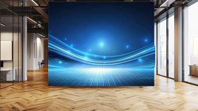 Futuristic technology background with a wide blue curve gradient, technology, sci-fi, futuristic, material, background Wall mural