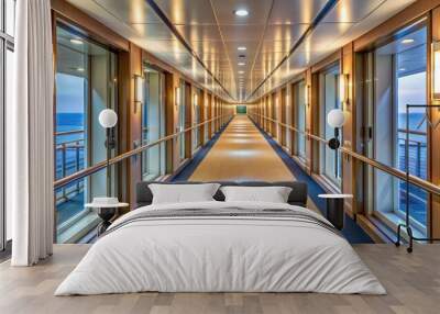 Perspective view of a modern cruise hallway , cruise ship, hallway, interior, luxury, vacation, travel, architecture Wall mural