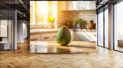 Sun-drenched avocado on a kitchen counter , avocado, sunlit, ripe, healthy, organic, green, fresh, natural light, food Wall mural