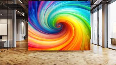 Watercolor background with a vibrant wavy spiral design in bright colors, watercolor, background, wavy, spiral, vibrant Wall mural