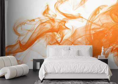 Abstract orange smoke with natural white background Wall mural