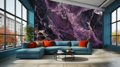 Abstract purple and black marble texture for a luxurious background or design element Wall mural