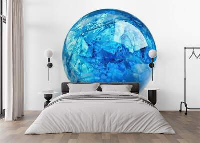 Blue ice sphere isolated Wall mural