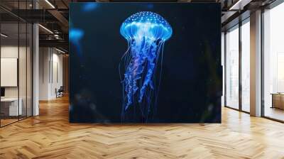 blue jelly fish in dark sea  jelly fish  jelly fish Wall mural