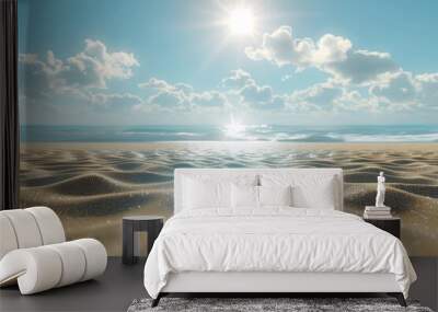 sun of summer time on sky and sand of beach Wall mural