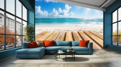 Tropical beach with product advertisement space  summer relaxation background. Wall mural