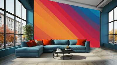 An abstract digital background image with a diagonal striped pattern. The colors are a gradient of orange, red, purple, and blue Wall mural