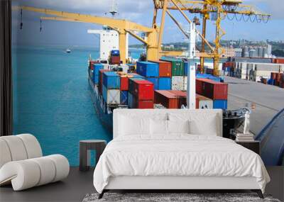 cargo ship loaded with containers Wall mural