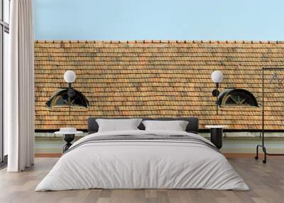 old tiled roof with two attic windows Wall mural