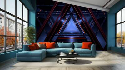 computer generated abstract futuristic triangle corridor in low key Wall mural