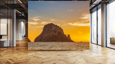 The island of Es Vedra from an Ibiza beach at sunset Wall mural