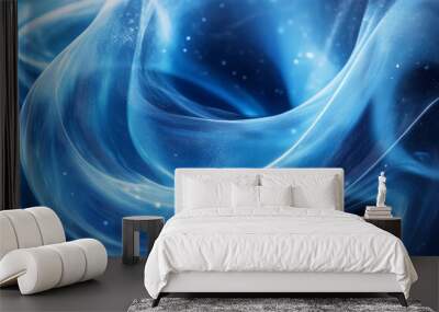 A blue, swirling, spiral shape with a lot of stars and dots. The image has a dreamy, ethereal quality to it Wall mural