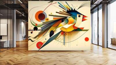 Bird abstract illustration, generative ai Wall mural