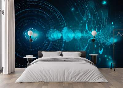 cyber and electronics neuroscience, molecular structures, swirling vortexes, dna, abstract, blurred forms, background, wallpaper, generative ai Wall mural