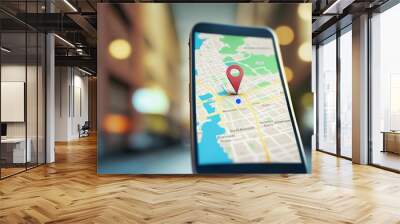 online map navigator on smartphone, transport concept, gps, generative ai Wall mural