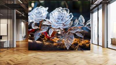 Quantum-carved ice Christmas sculptures. Wall mural