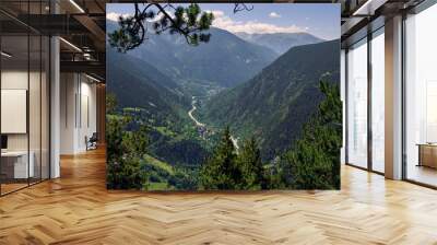 beautiful landscape near of Roc Del Quer viewpoint in the Andorran Pyrenees Wall mural