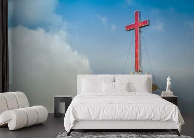 Cross at Top of Church Tower in Bangkok, Thailand Wall mural