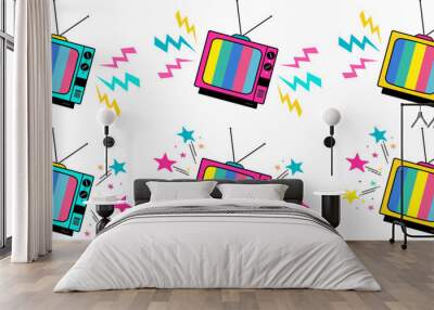 illustration of a colorful TV set  Wall mural