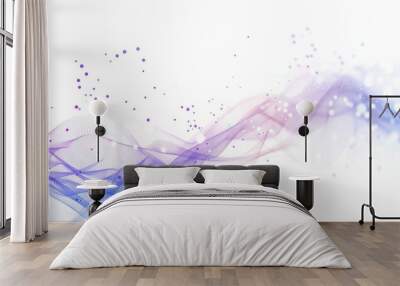 Abstract colorful wave with soft flowing lines and sparkling dots on a white background Wall mural