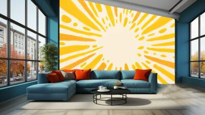 Abstract retro yellow light bright burst sunburst ray sun illustration background Wall mural