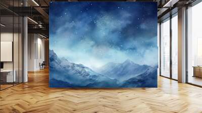 Galaxy landscape nature background stars background blue starry astronomy sky night mountains space Wall mural