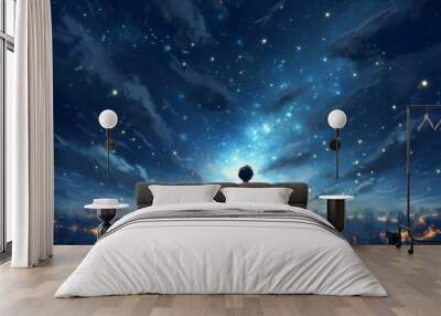 galaxy sky star child nature space starry astronomy universe night. Generative AI. Wall mural