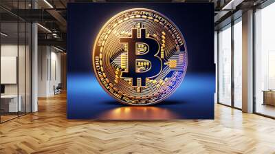 Gold symbol money crypto market coin finance payment business bitcoin currency golden Wall mural