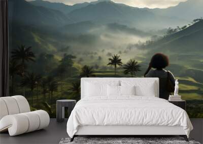 Hill plant nature indonesia mountain asia green travel landscape bali Wall mural