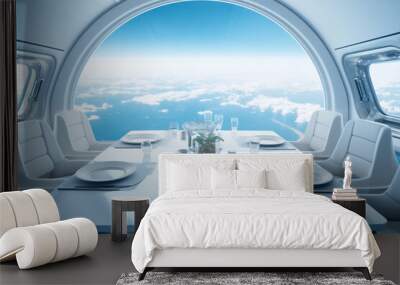 Restaurant glass celebration spaceship dinner space party luxury travel outdoor white table Wall mural