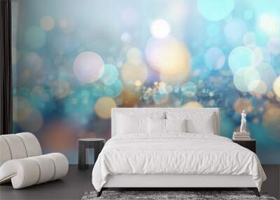 shine background bright pastel christmas abstract texture blur shiny bokeh light. Generative AI. Wall mural