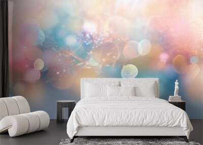 shiny texture pastel christmas abstract bright light bokeh background shine sparkle. Generative AI. Wall mural