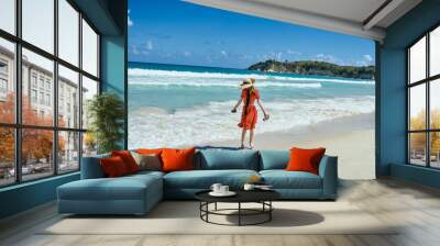 woman on the island beach ocean fresh air sand Wall mural