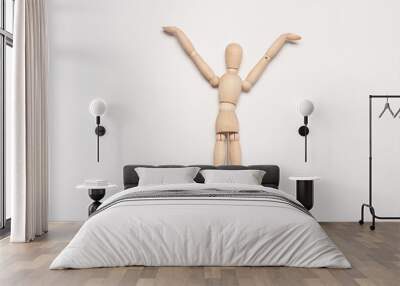 wooden mannequin object light background posing toy Wall mural