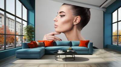 Portrait of beautiful woman with perfect skin and make-up. Creat Wall mural